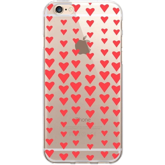 Classic Prints Clear Phone Case, Falling Red Hearts - iPhone 6/6S