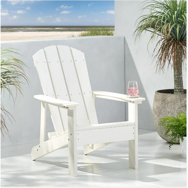 Classic Pure White Outdoor Solid Wood Adirondack Chair Garden Lounge Chair