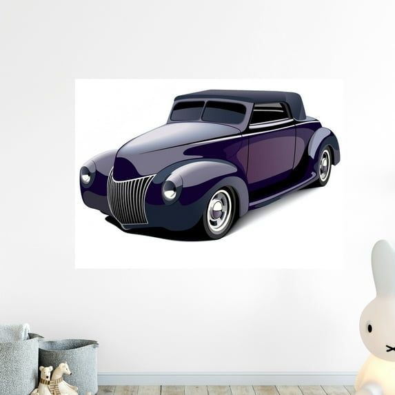 Classic Purple Muscle Car Wall Decal Sticker, Wallmonkeys Peel & Stick Vinyl Graphic (36 in W x 25 in H