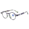 thumbnail image 1 of Classic Purple and Green Round Reading Glasses 3.50 Blue Light Blocking Floral Readers +3.50 Plastic, 1 of 5