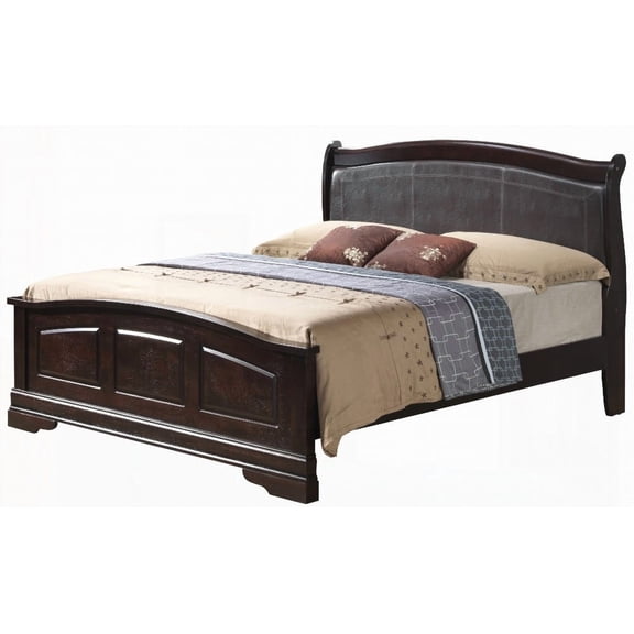 Classic Queen Bed in Warm Cappuccino Finish - Dimensions 48"H x 65"W x 89"D for Comfortable Use