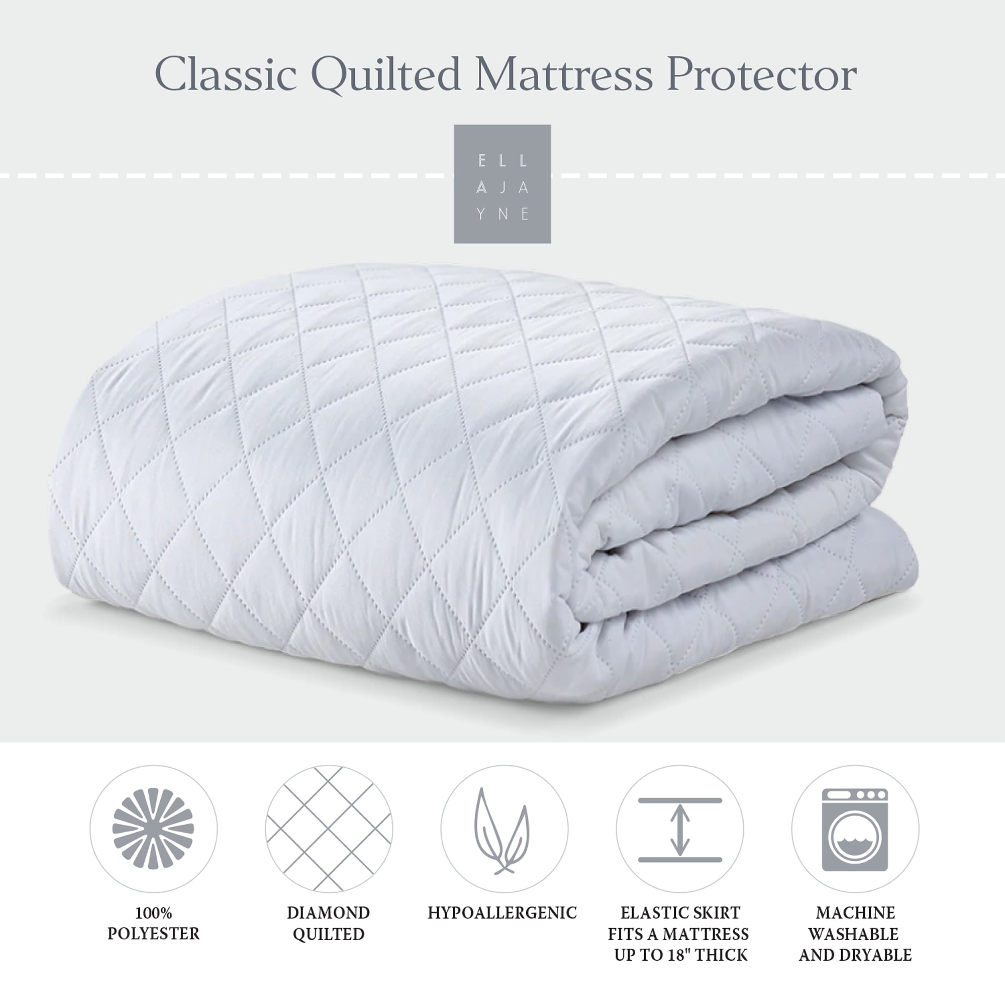 Twin XL White Quilted Down Alternative Mattress Pad