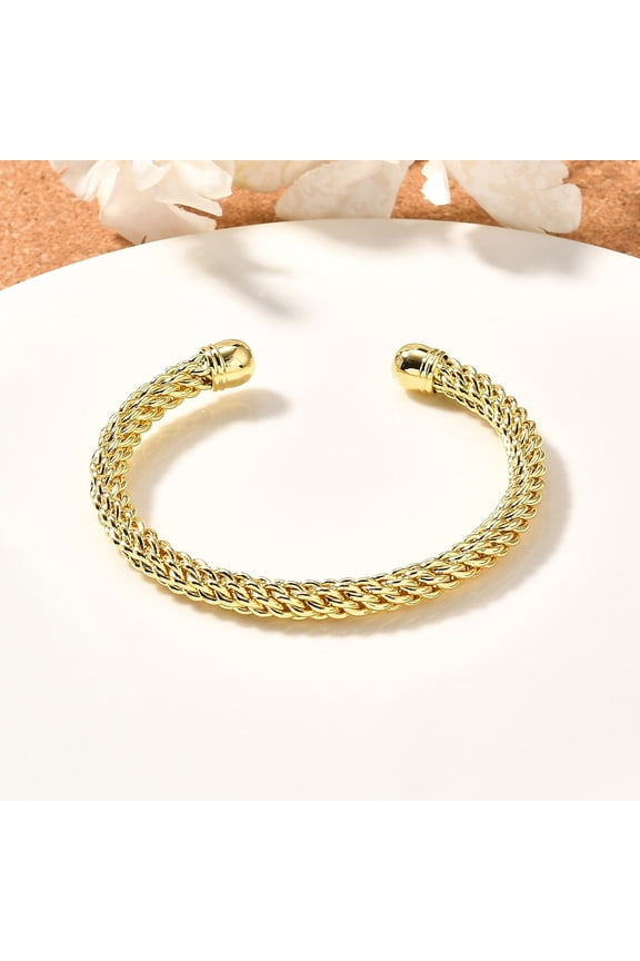 Classic Rack Plating Brass Cuff Bangle Long-Lasting Plated Mesh Chains Bangles Cadmium Free & Lead Free Real 18K golden Plated Inner Diameter: 2-1/8 inch(5.5cm)