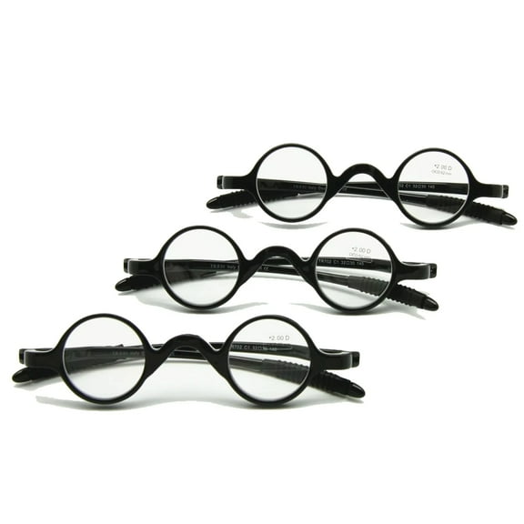 Classic Reading Glasses 3 Pairs Pack Retro Round Frame Presbyopia Pocket Reader +1.0 to +3.5