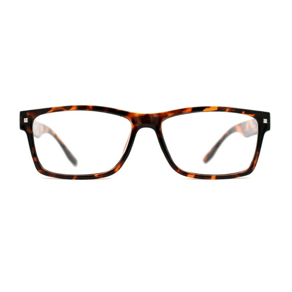 Classic Rectangle Horn Rim Plastic Fashion Clear Lens Eye Glasses Tortoise