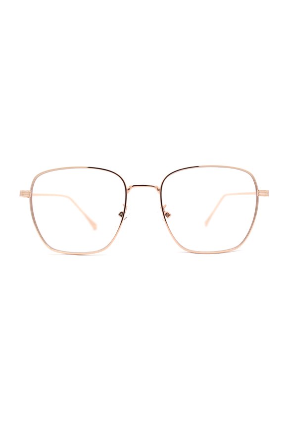 Classic Rectangle Retro 90s Nerdy Metal Rim Sunglasses Gold Clear