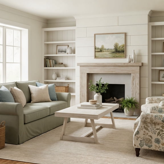 Classic Rectangular Coffee Table (48in x 24in / 1220mm x 610mm), White Sand Wirebrush