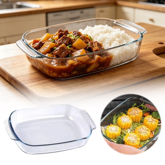 Classic Rectangular Glass Pan Clear Baking Dish 8.6x13.4x2.3 Inch Glass Dish for Oven Rectangular Baking Dishes for Lasagna Cake