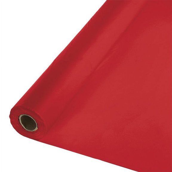 Classic Red Banquet Plastic Table Roll 100 ft x 40 inch