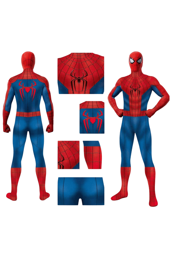 Classic Red Blue Spider Hero Bodysuit Classic Web Pattern Stretch Cosplay Disguise Wardrobe for Adults Halloween Party