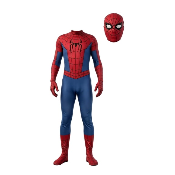 Classic Red Blue Spider Superhero Cosplay Bodysuit Jumpsuit, Brand New Day Zentai Suit with Headpiece for Party Dress Up for Adults & Boys