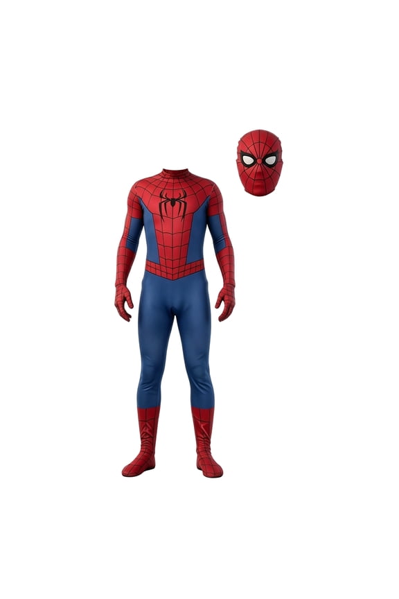 Classic Red Blue Spider Superhero Cosplay Bodysuit Jumpsuit, Brand New Day Zentai Suit with Headpiece for Party Dress Up for Adults & Boys