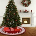 thumbnail image 1 of Classic Red Christmas Tree Skirt Decorative Cover with Holiday Elements for Home Party Festive Decor(Red-B), 1 of 6