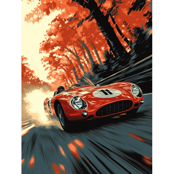 Classic Red Ferrari Race Car Canvas Print/Wall Art Perfect for Living Room Garage Office and Man Cave Decoration.