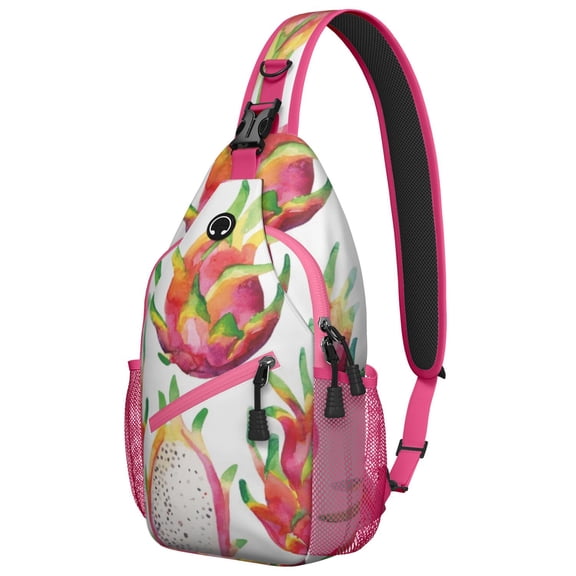 Classic Red and Green Apple Print Travel Sling Backpack, Lightweight Crossbody Bag with Cute Cartoon Fruit Pattern and Multi-Layer Storage for Apple Lovers