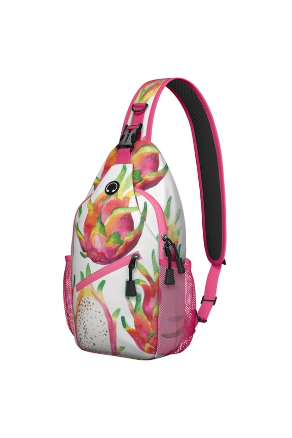 Classic Red and Green Apple Print Travel Sling Backpack, Lightweight Crossbody Bag with Cute Cartoon Fruit Pattern and Multi-Layer Storage for Apple Lovers