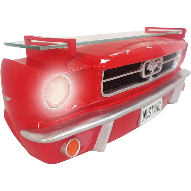 Classic Red Mustang Wall Shelf with Adjustable Height and BatteryPowered LED Lights