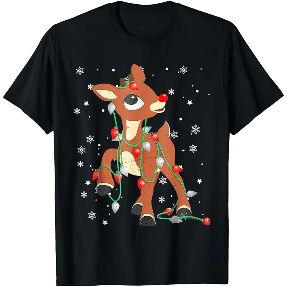 Classic Red Nosed Reindeer Kids Holiday Festive Winter Tune Unisex T-Shirt, up to size 5XL