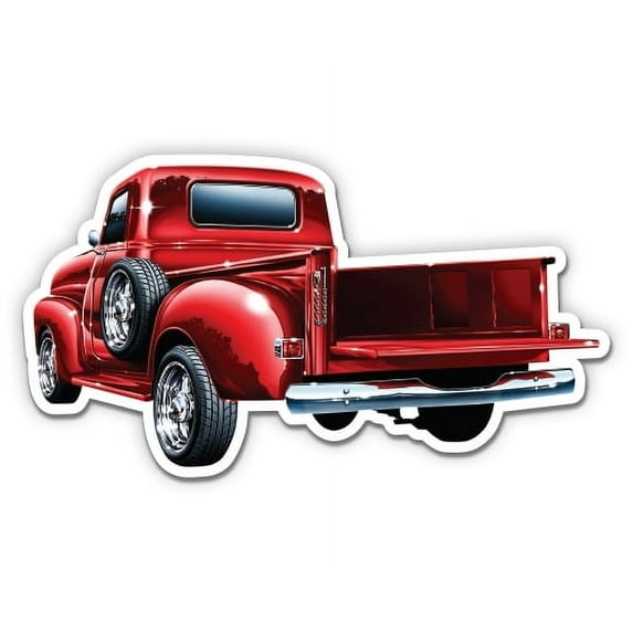 Classic Red Pickup Truck - 8" Vinyl Sticker - For Car Laptop I-Pad - Waterproof Decal