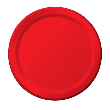 Classic Red Round Paper Banquet Plates 24 Count for 24 Guests
