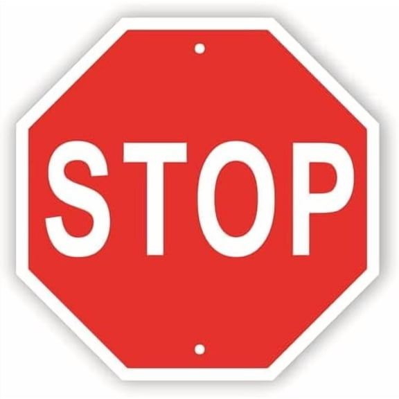 Classic Red STOP Sign, 12x12 inch Aluminum STOP Sign, Red Traffic Signage for Home, Garage Parking Assist, Indoor/Outdoor Use