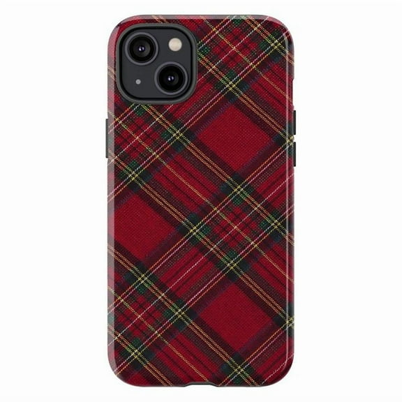 Classic Red Tartan Plaid Phone Case, Festive Scottish Checkered iPhone Cover, Cozy Case for iPhone 17 16 15 14 13 12 11 Plus Pro Max Mini