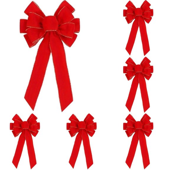 Classic Red Ten Loop Bow 6PCS