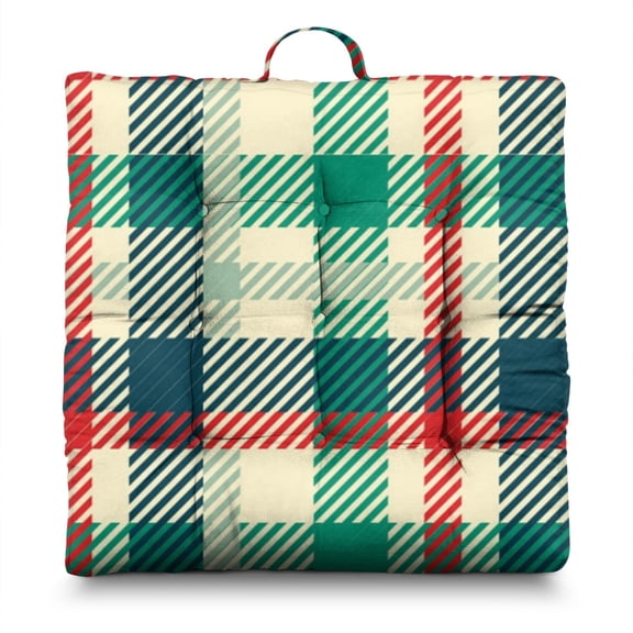Classic Red and Black Buffalo Plaid Floor Pillow - Extra-Thick Meditation Cushion, Oversized Square Shape, PP Cotton Filled, Boho Home Decor
