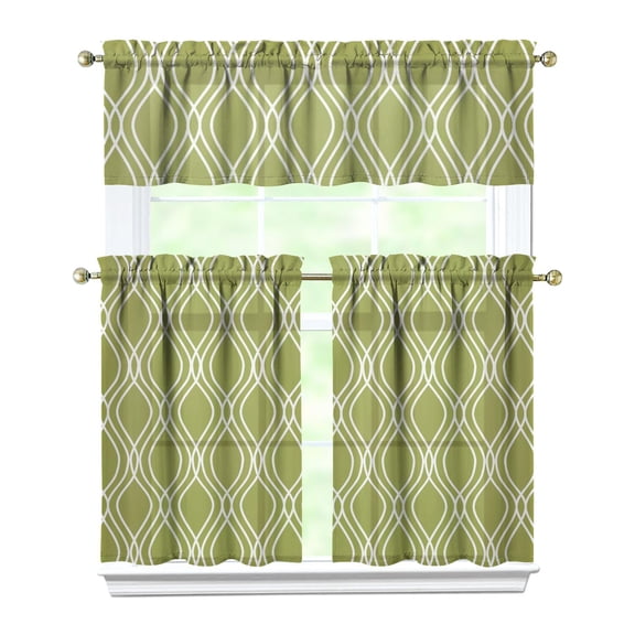 Classic Red and Black Buffalo Plaid Kitchen Curtains - 3 PC Set with Valance, Farmhouse Tier Window Panels, Semi-Sheer