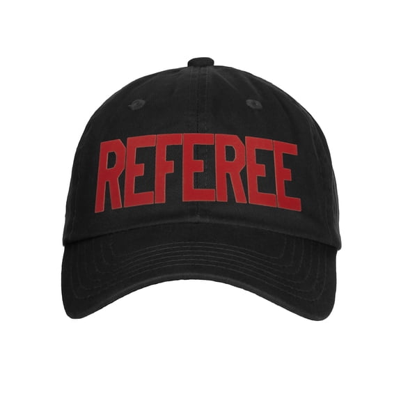 Classic Referee Hat Premium Cotton Low Profile Unstructured Adjustable Strapback Black Red