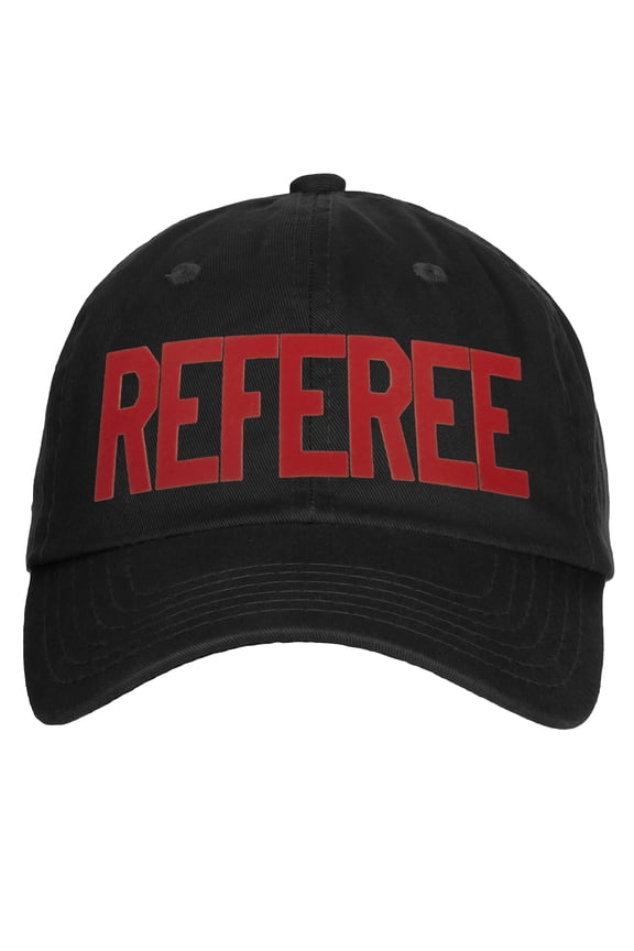 Classic Referee Hat Premium Cotton Low Profile Unstructured Adjustable Strapback Black Red