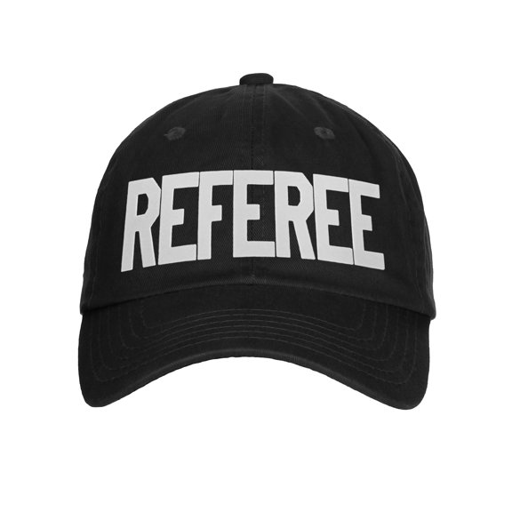 Classic Referee Hat Premium Cotton Low Profile Unstructured Adjustable Strapback Black White