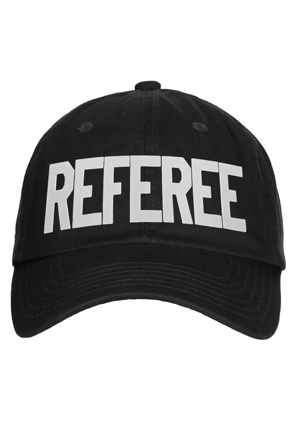 Classic Referee Hat Premium Cotton Low Profile Unstructured Adjustable Strapback Black White