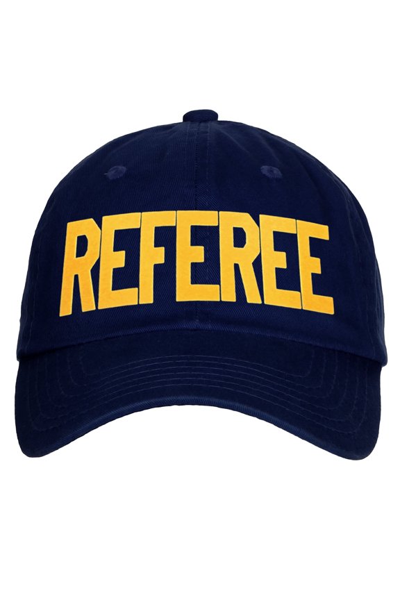 Classic Referee Hat Premium Cotton Low Profile Unstructured Adjustable Strapback Navy Gold