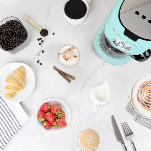 Classic Retro 10 Cup Coffee Maker - One-Touch Drip Brew Machine with Auto Shutoff and Time Display