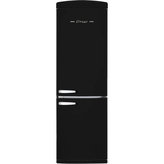 UNIQUE UGP340LMBAC 12 Cu. Ft. Matte Black Counter-Depth Retro Bottom Freezer Refrigerator