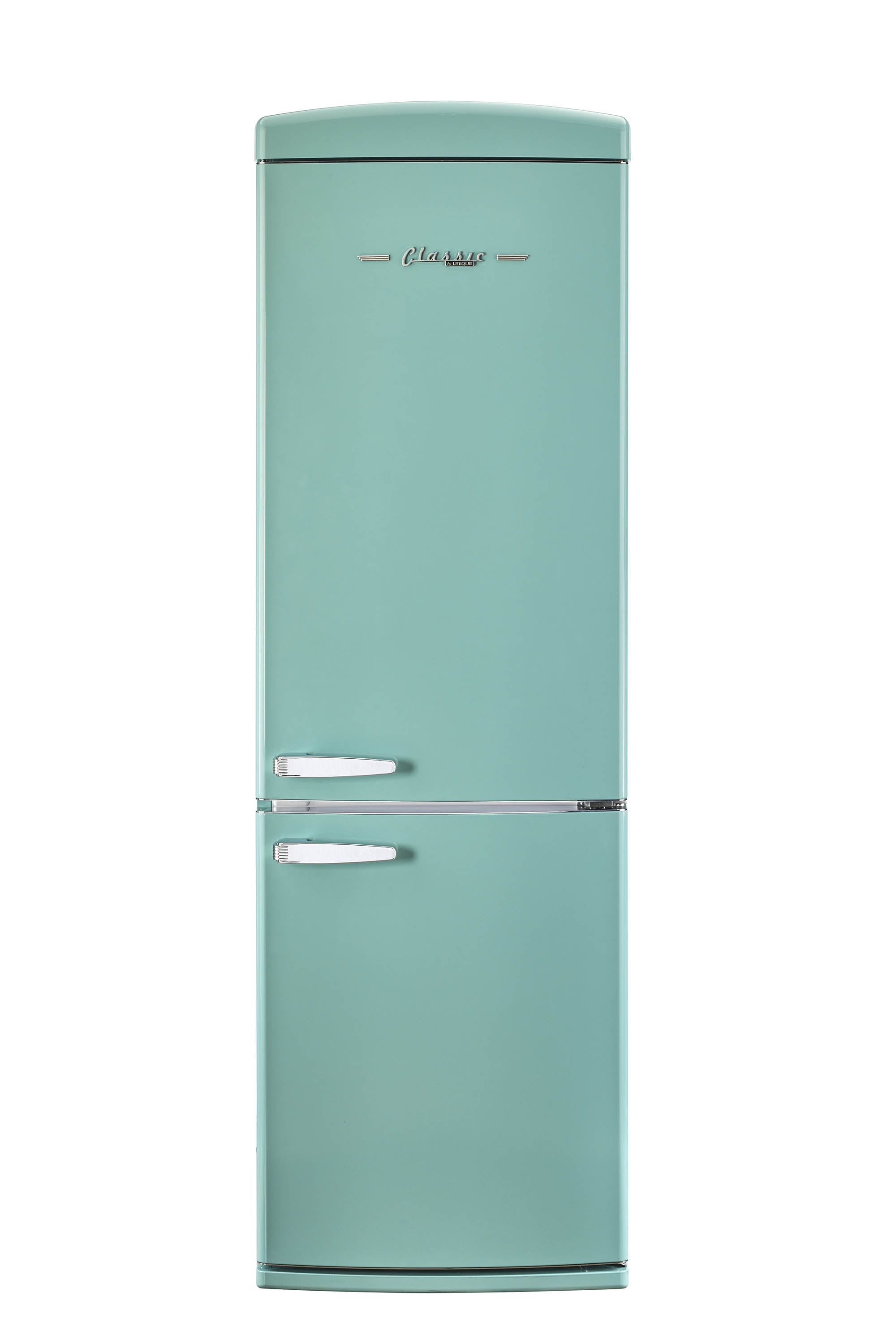 Ocean Mist Turquoise Retro Bottom Freezer Refrigerator with Ice Maker