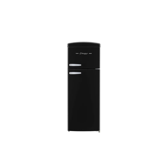 Classic Retro 7.5 cu ft Top Mount Refrigerator in Matte Black