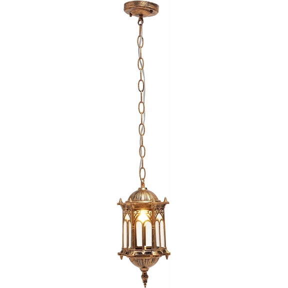 Classic Retro Cage Design Pendant Light Waterproof Outdoor Vintage Ceiling Porch Patio and Corridor Hanging Lamp