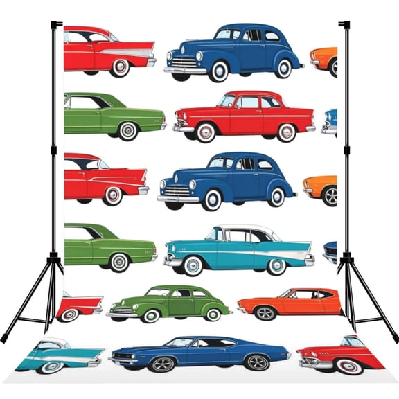 Classic Retro Car Pattern Photography Backdrop 5x7Ft Background for Photo Studio Video Recording Birthday Party Wedding Home Decor