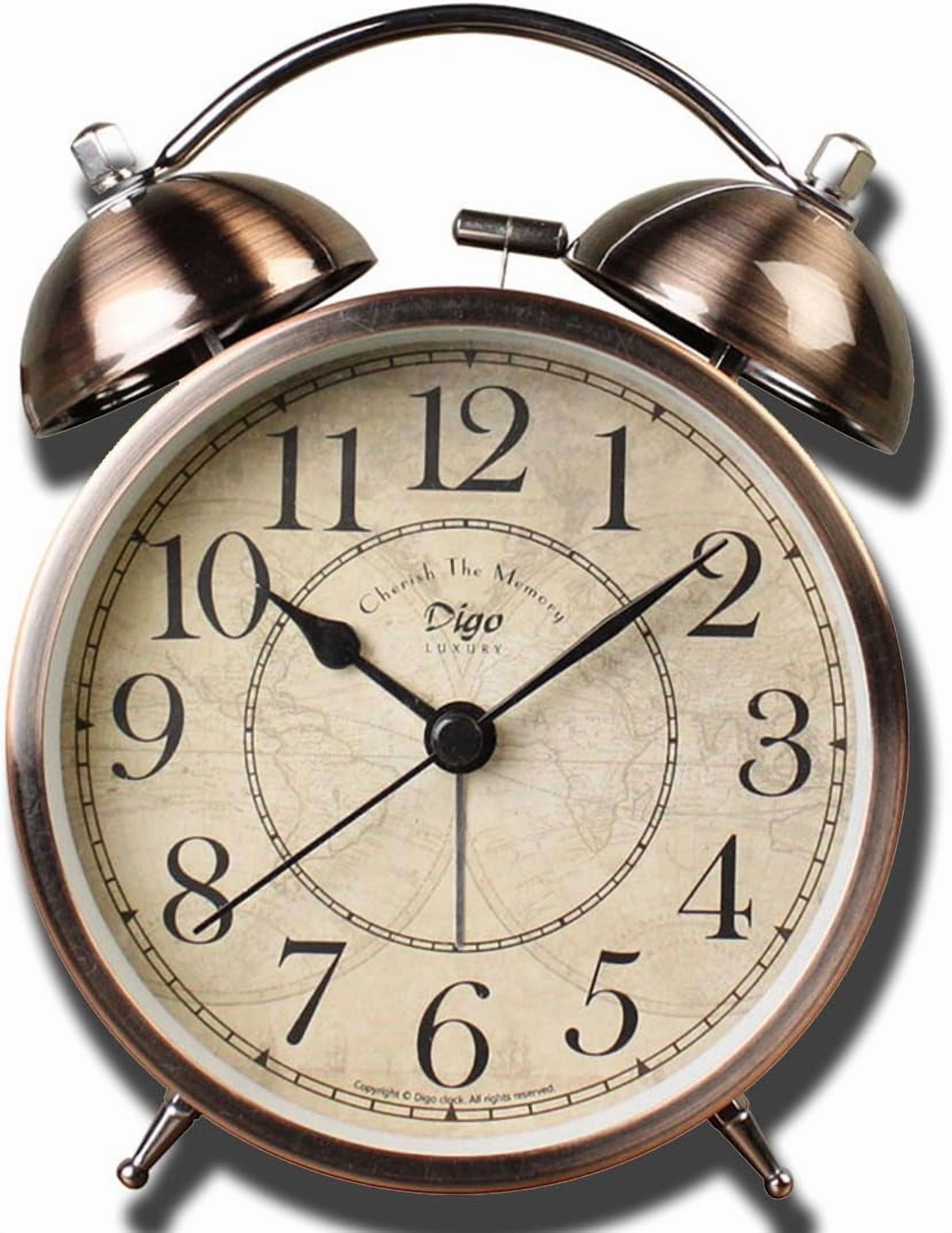 Classic Retro Desk Clock, Super Loud Alarm Clock Non Ticking Bell Movement Bedside Clock with Night Light,Battery Operated Quartz for Bedroom,Livingroom,Study Room,Kitchen etc