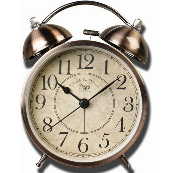 Classic Retro Desk Clock, Super Loud Alarm Clock Non Ticking Bell Movement Bedside Clock with Night Light,Battery Operated Quartz for Bedroom,Livingroom,Study Room,Kitchen etc