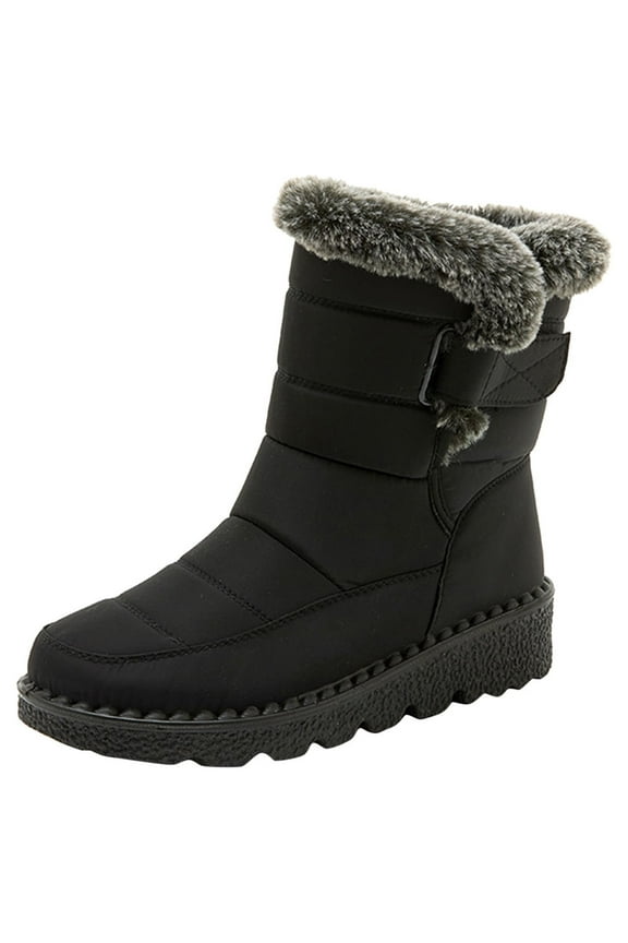 Classic Retro Fall Winter Women Boots Fashion Women Winter Water Proof Flat Hook Loop Keep Warm Snow Boots Comfortable Mid Boots Shoes