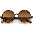 thumbnail image 1 of Classic Retro Horn Rimmed Neutral-Colored Lens Round Sunglasses 52mm (Tortoise / Amber), 1 of 4
