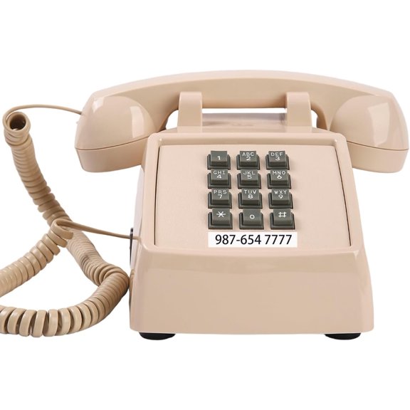 Classic Retro Landline Phone Mechanical Ringtone,2500 Desk Telephone for Hearing Impaired, Old Fashion Cord Telephone, Analog Phone for ,School, Plug and Play, Beige