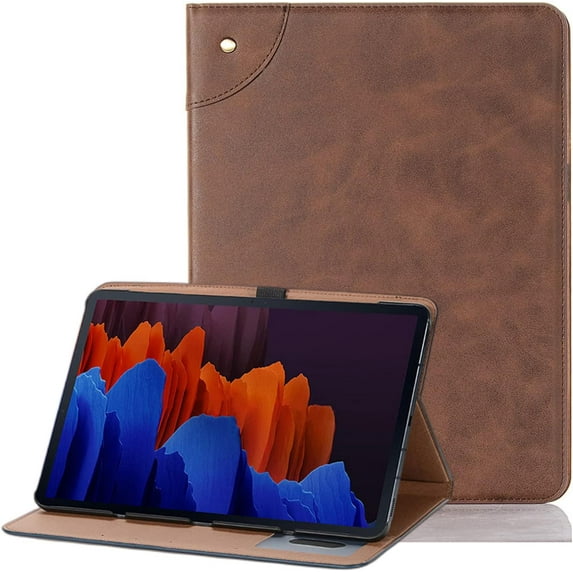 Classic Retro Leather Tablet Case Built-in Kickstand Wallet Card Slots Cover, for Samsung Galaxy S3 S4 S5e S6 Lite S7 S8 Plus FE Full Body Rugged Shell(Brown,S7 2020 11 T870)