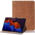 thumbnail image 1 of Classic Retro Leather Tablet Case Built-in Kickstand Wallet Card Slots Cover, for Samsung Galaxy S3 S4 S5e S6 Lite S7 S8 Plus FE Full Body Rugged Shell(Tan,S7 2020 11 T870), 1 of 8