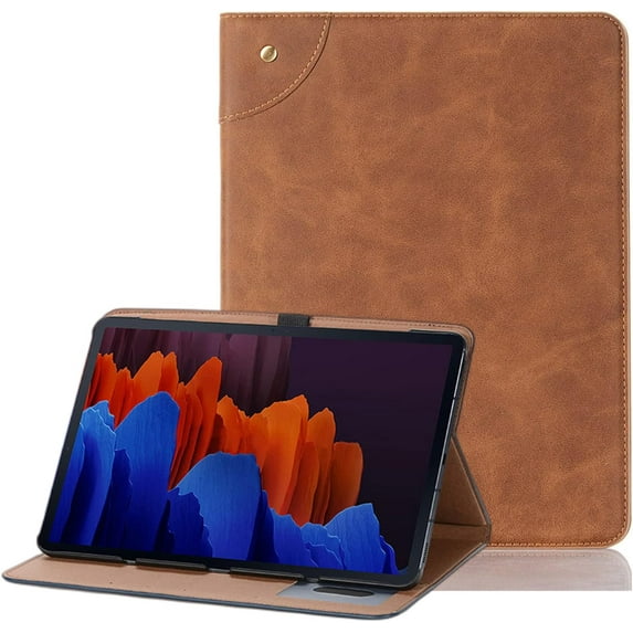 Classic Retro Leather Tablet Case Built-in Kickstand Wallet Card Slots Cover, for Samsung Galaxy S3 S4 S5e S6 Lite S7 S8 Plus FE Full Body Rugged Shell(Tan,S7 2020 11 T870)