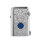 Classic Retro Luxury Brass Kerosene Lighter,Soft-Flame, Refillable, Automatic Ignition, Safety Lock, Inlay, Engraving, Electroplated,Collectible, Mens Gift, Thorens Gen 1 Single Claw Blue Lucky Star