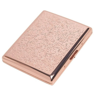 Classic Retro Metal Cigarette Case/Credit Card Holder - Women's and Men's, Portable Cigarette Box for 18-20 100mm Cigarettes (Rose)